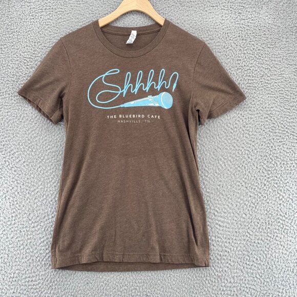 Bluebird Cafe Shirt Womens Small Brown Bella + Canvas Nashville Short Sleeve Tee - Picture 1 of 11
